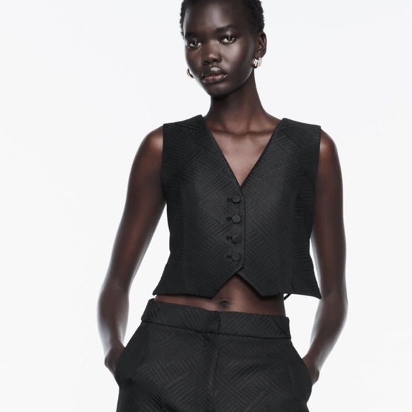 ZARA OPEN BACK JACQUARD VEST - Picture 5 of 10